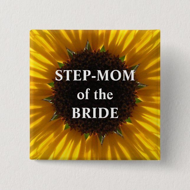 Schritt-Mama der Braut-Sonnenblume Button (Vorderseite)