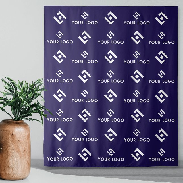 Schritt und Hintergrund für das Logo für Veranstal Wandteppich (Navy blue business logo and monogram step and repeat fabric banner)