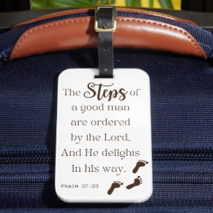 Schritte eines guten Mannes - Psalm 37:23 Bibelver Gepäckanhänger