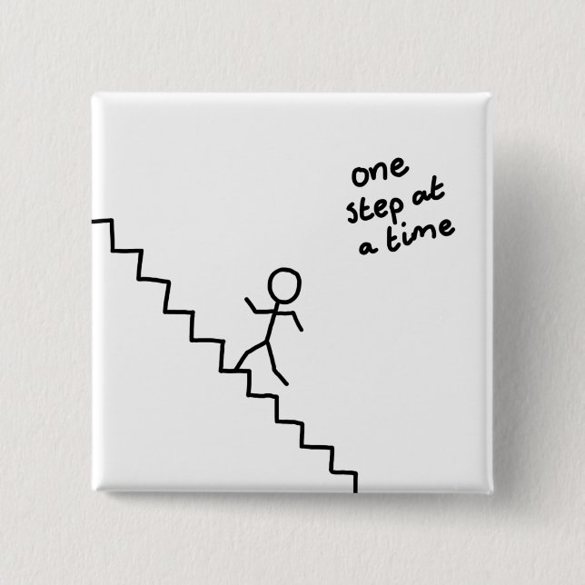 "schrittweise" knöpfen stickman auf der Treppe Button (Vorderseite)