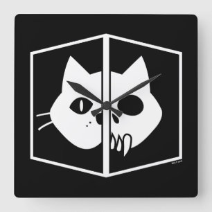 Schrödinger Katzen-Grafik Quadratische Wanduhr