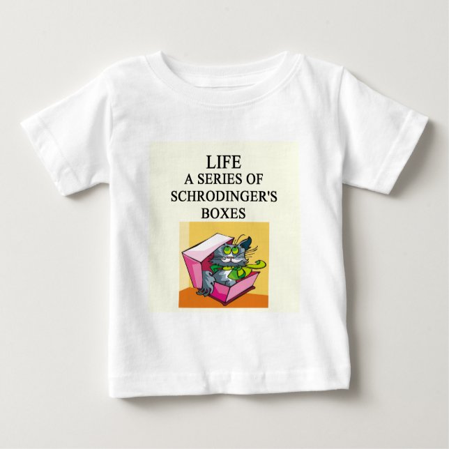 Schrodinger-Katzenwitz Baby T-shirt (Vorderseite)