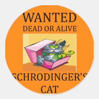 Schrodinger-Katzenwitz Runder Aufkleber