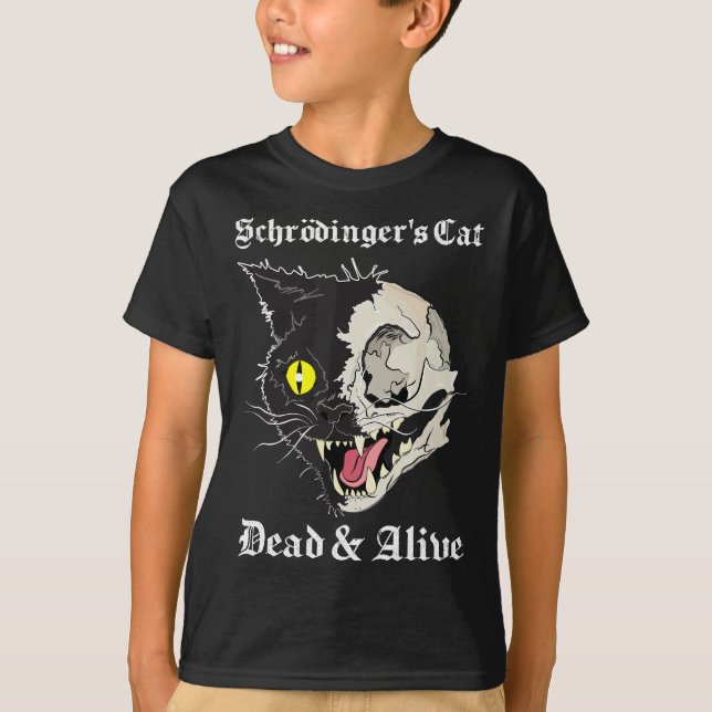 Schrodingers Black Cat Dead & Alive Quantum Parad T-Shirt (Vorderseite)
