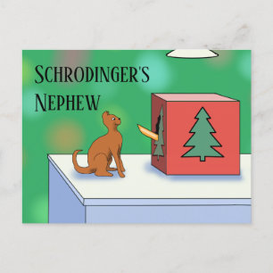 Schrodingers Cat and Nephew Christmas Postcard Postkarte