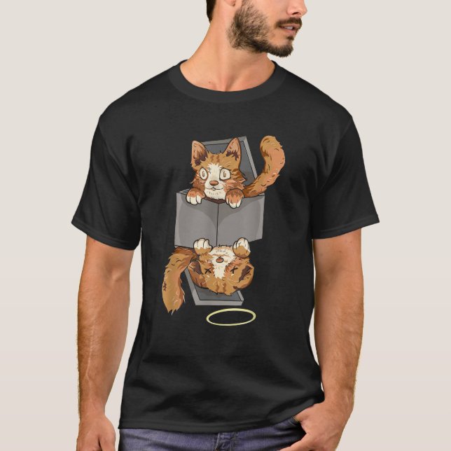 Schrodinger's Cat in einer Box Funny Quantum Mecha T-Shirt (Vorderseite)