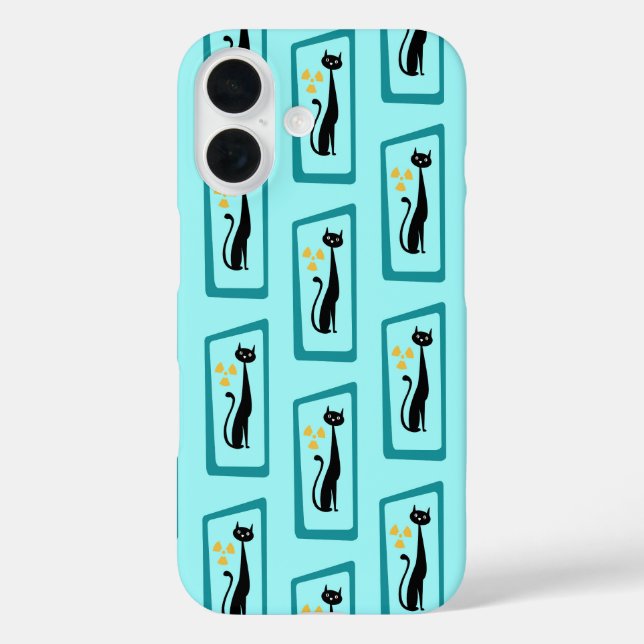 Schrödingers Cat Mid Century Modern blass blau Case-Mate iPhone Hülle (Rückseite)