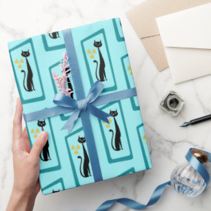 Schrödingers Cat Mid Century Modern blass blau Geschenkpapier