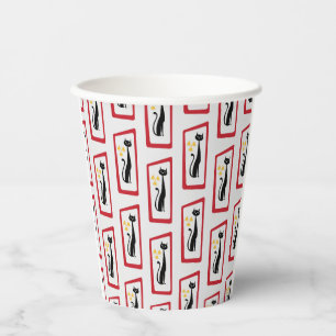 Schrödingers Cat Mid Century Modern Red Pappbecher