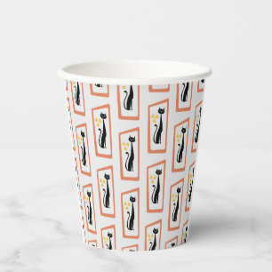 Schrödingers Cat Mid Century Moderne Orange Pappbecher