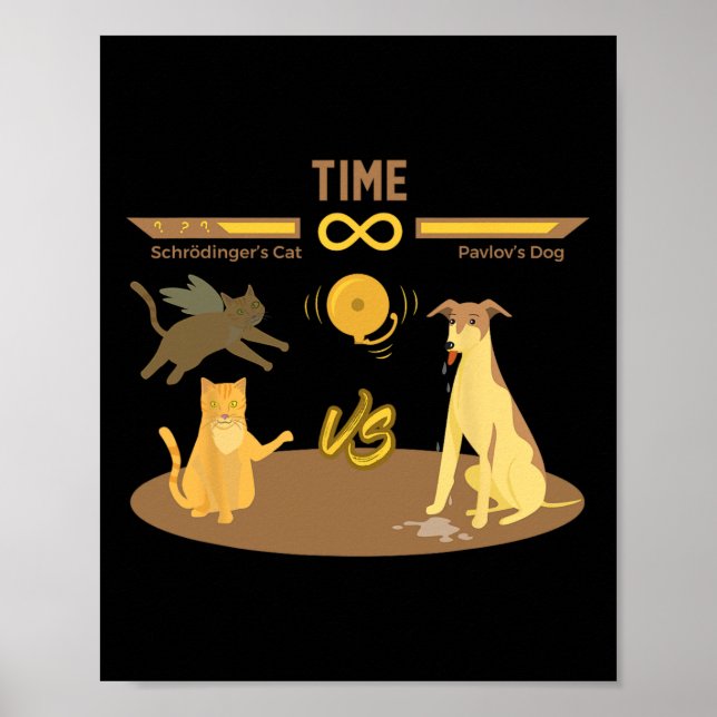 Schrodinger's Cat Vs. Pavlov's Dog Funny Video Gam Poster (Vorne)
