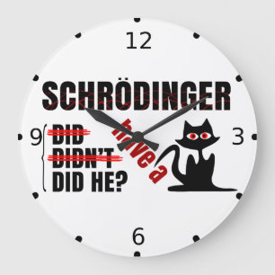Schrodinger's Dillema Große Wanduhr