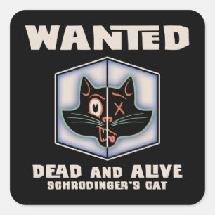 Schrodingers Katze gewollt Quadratischer Aufkleber