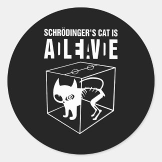 Schrödingers Katze ist ein lebendes totes Paradox Runder Aufkleber