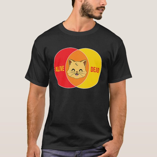 Schrödingers Katze tot oder lebendig Physik T-Shirt (Vorderseite)