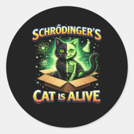 Schrödingers neugierige Katze Runder Aufkleber