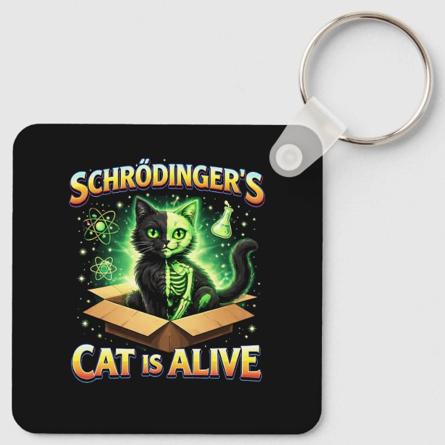 Schrödingers neugierige Katze Schlüsselanhänger (Rückseite)