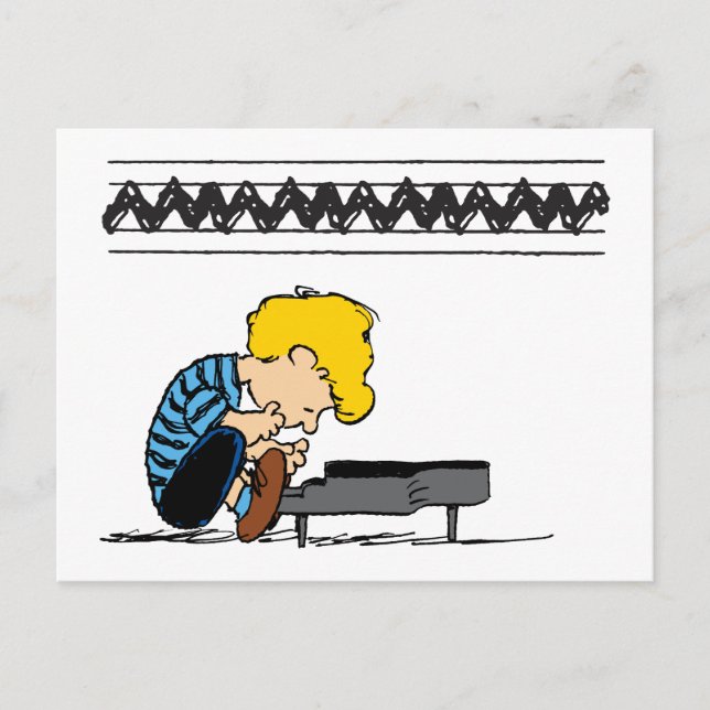 Schroeder Charlie Brown Music Postkarte (Vorderseite)
