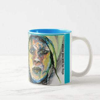 Schroffe Dschungel-Gesichtsvorlagenkunst Zweifarbige Tasse