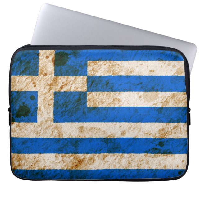 Schroffe griechische Flagge Laptopschutzhülle (Vorderseite)