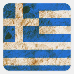Schroffe griechische Flagge Quadratischer Aufkleber