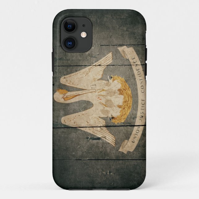 Schroffe hölzerne Louisiana-Flagge Case-Mate iPhone Hülle (Rückseite)