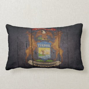 Schroffe hölzerne Michigan-Flagge Lendenkissen