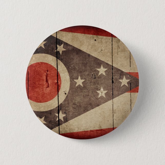 Schroffe hölzerne Ohio-Flagge Button (Vorderseite)