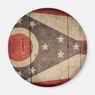 Schroffe hölzerne Ohio-Flagge Magnet
