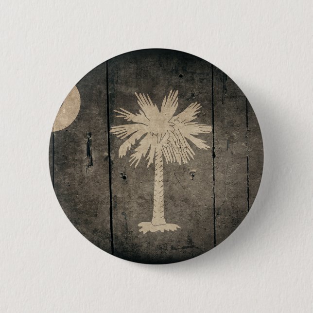 Schroffe hölzerne South- Carolinaflagge Button (Vorderseite)