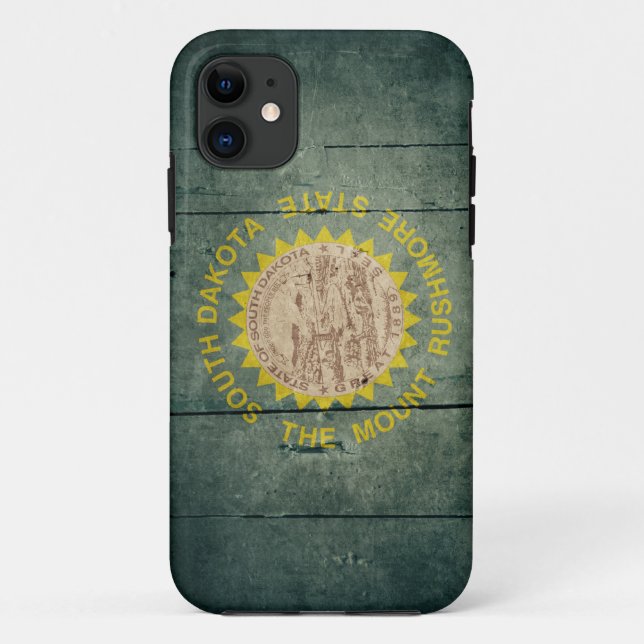 Schroffe hölzerne South- Dakotaflagge Case-Mate iPhone Hülle (Rückseite)
