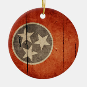 Schroffe hölzerne Tennessee-Flagge Keramikornament