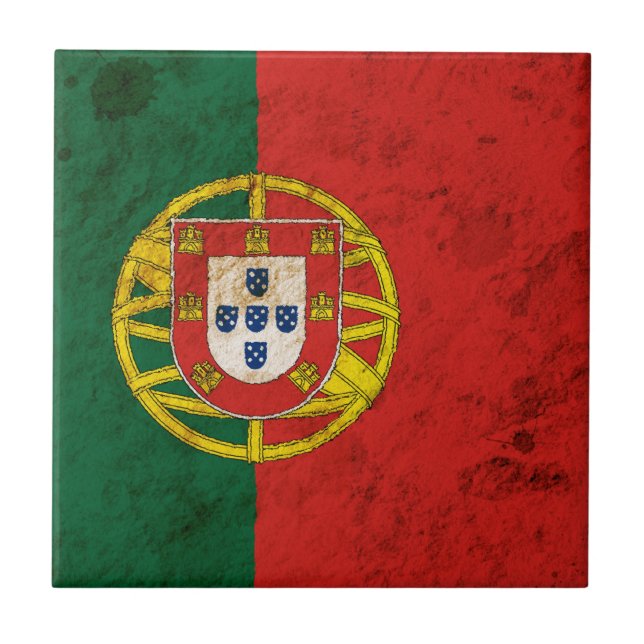 Schroffe portugiesische Flagge Fliese (Vorderseite)