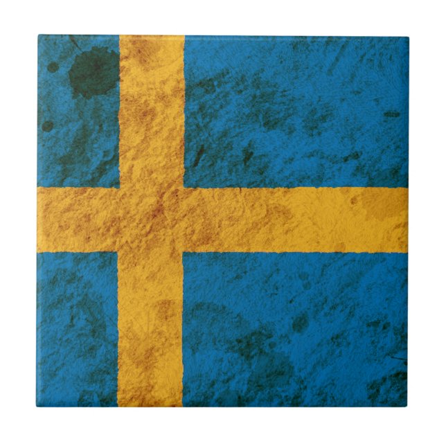 Schroffe schwedische Flagge Fliese (Vorderseite)