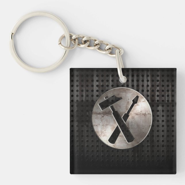 Schroffe Tischler-Werkzeuge Schlüsselanhänger (Vorderseite)