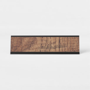 Schroffer Kastanien-Eichen-Holz-Korn-Blick Schreibtischnamensplakette