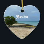Schroffes Aruba Keramikornament<br><div class="desc">Schroffe Aruba-Küste mit Lava Felsen- und divibäumen.</div>