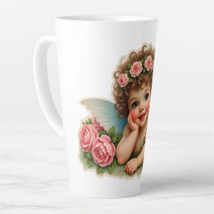 Schrottbild - Vintage Feenkind liegt in Rosen Milchtasse