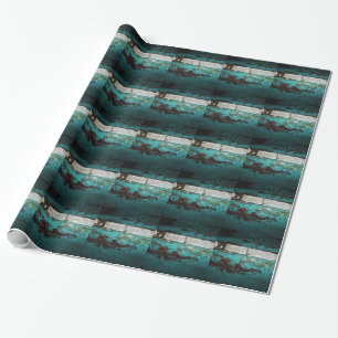 Schrottplatz Vintage-Auto 50er Jahre Türkis Aqua Geschenkpapier