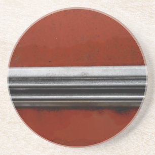 Schrottplatz-Vintage-Auto, Rot und Silber Alte Far Sandstein Untersetzer