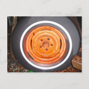Schrottplatz Vintage-Rad, orange schwarz und weiß Postkarte