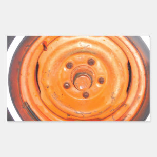 Schrottplatz Vintage-Rad, orange schwarz und weiß Rechteckiger Aufkleber