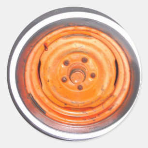 Schrottplatz Vintage-Rad, orange schwarz und weiß Runder Aufkleber