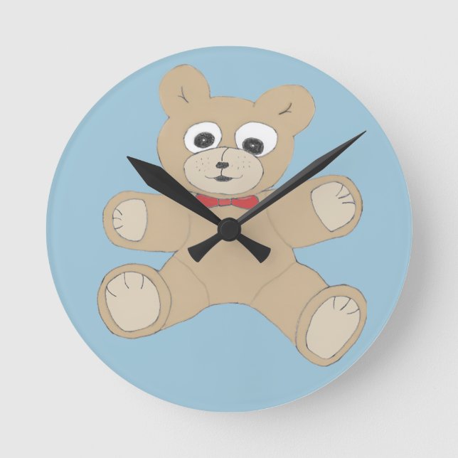 Schrulliger niedlicher Teddy-Bär Runde Wanduhr (Vorderseite)