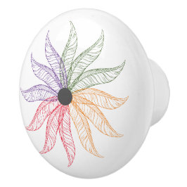 Schubladen - Farbige Federn Keramikknauf