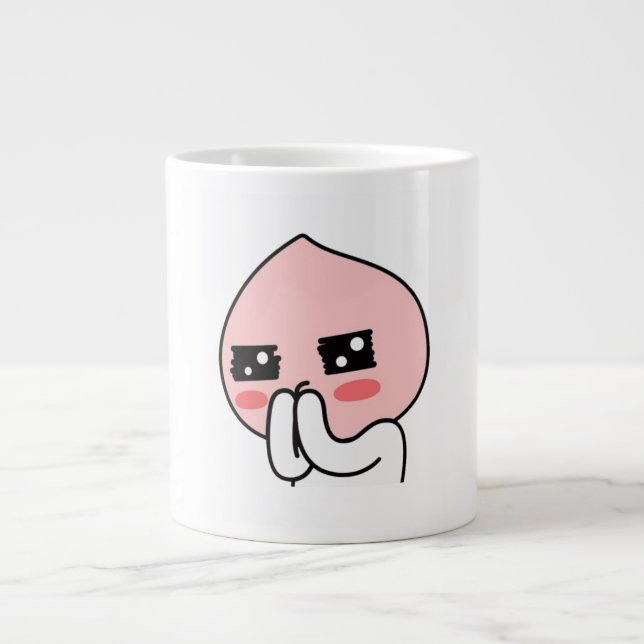 Schüchterne Pfirsich Jumbo-Tasse (Vorderseite)