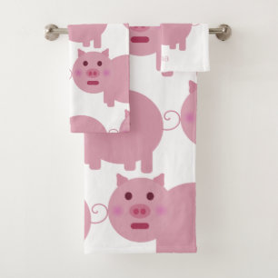 Schüchterne rosa Schwein-Gewohnheit Badhandtuch Set