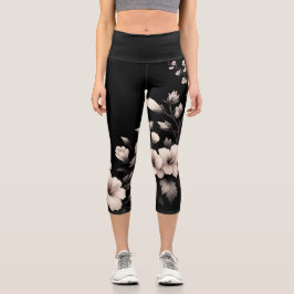 Schüchterner Hibiskus Capri Leggings