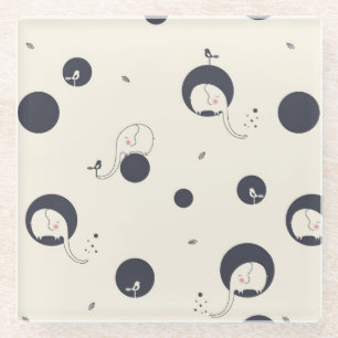 Schüchternes Elefant-Muster Glasuntersetzer