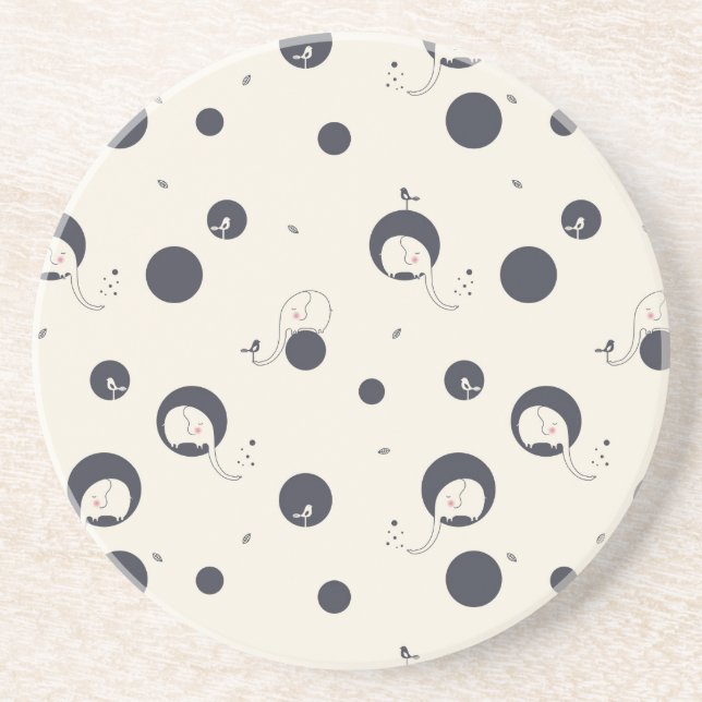 Schüchternes Elefant-Muster Untersetzer (Vorne)